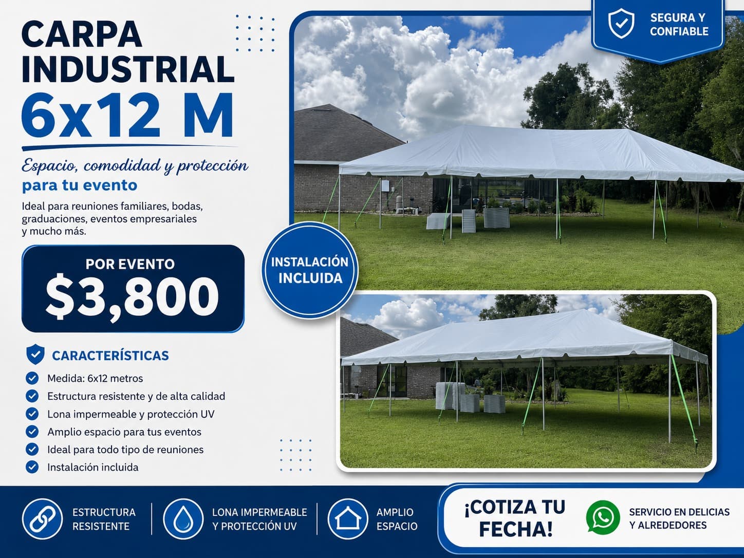Carpa 6 × 12 m