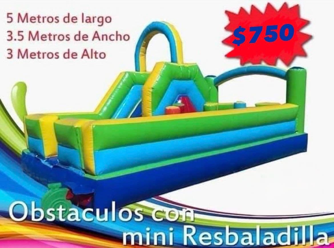 Brincolín Obstáculos con Resbaladilla